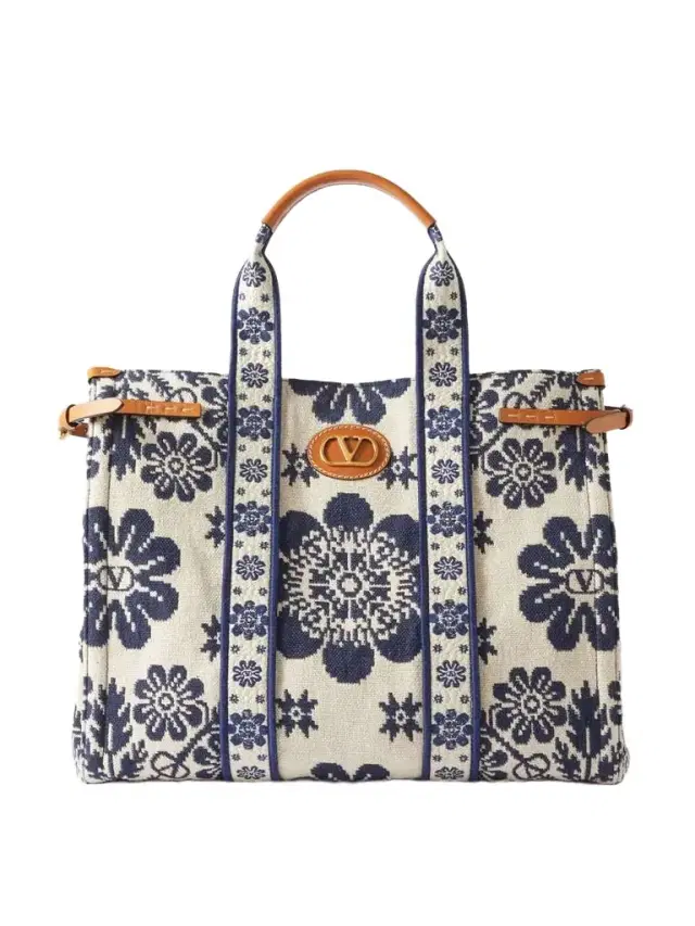 Antibes Large Leather-trimmed Floral-jacquard Tote