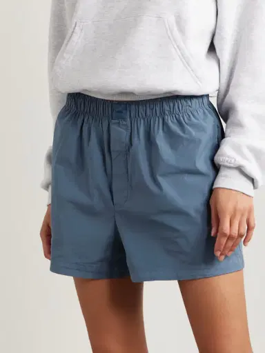 Skims Cotton-blend Poplin Boxers - Harbor | Thumbnail 2