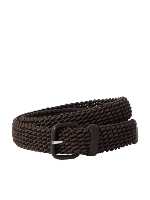 Charvet Woven Leather-trimmed Cord Belt