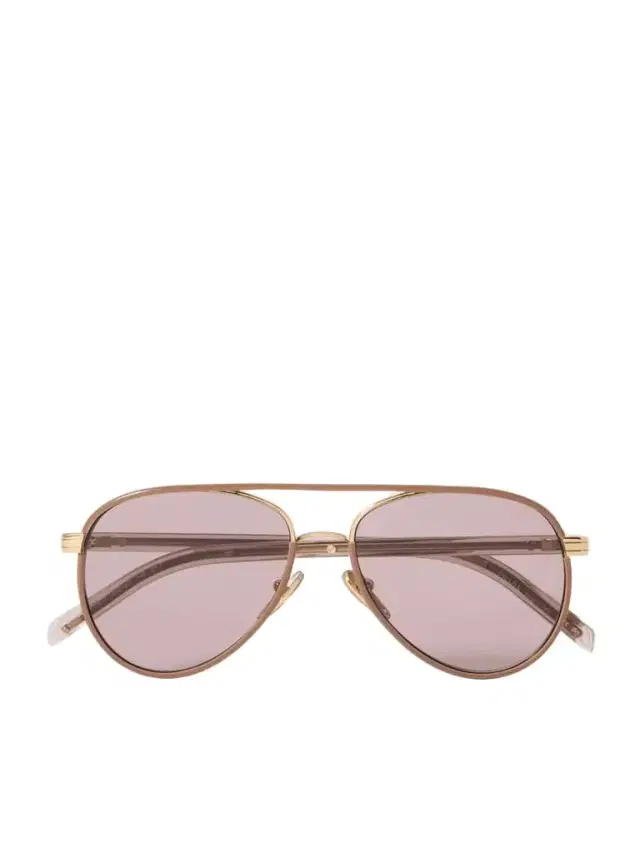 Aviator-style Rose Gold-tone And Acetate Sunglasses