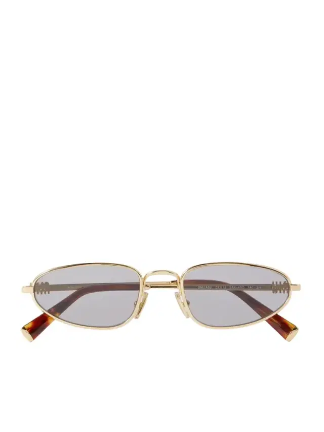 Miu Miu Eyewear Oval-frame Gold-tone Sunglasses