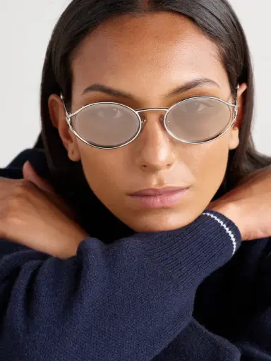 Miu Miu Eyewear Oval-frame Silver-tone Sunglasses | Thumbnail 2
