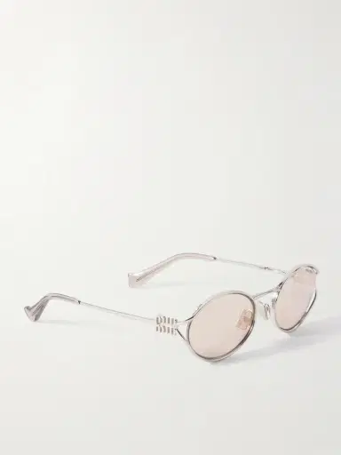 Miu Miu Eyewear Oval-frame Silver-tone Sunglasses | Thumbnail 3