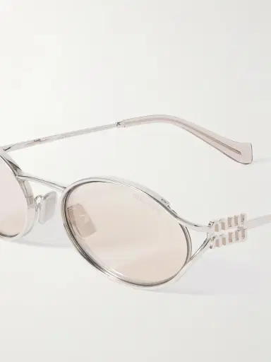 Miu Miu Eyewear Oval-frame Silver-tone Sunglasses | Thumbnail 4