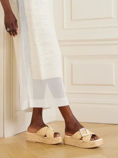 Roger Vivier 60 Embellished Raffia Platform Mules | Thumbnail 2 Roger Vivier 60 Embellished Raffia Platform Mules | Thumbnail 2