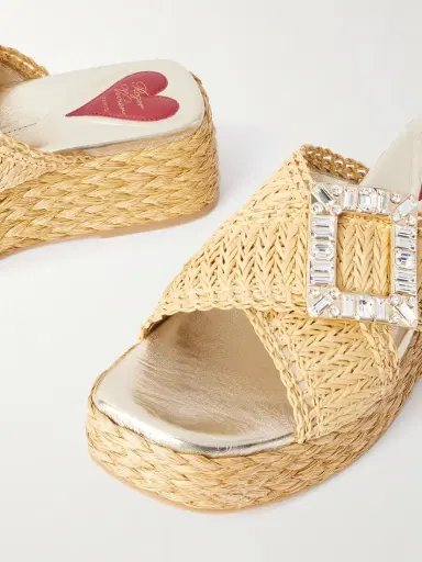 Roger Vivier 60 Embellished Raffia Platform Mules | Thumbnail 4 Roger Vivier 60 Embellished Raffia Platform Mules | Thumbnail 4
