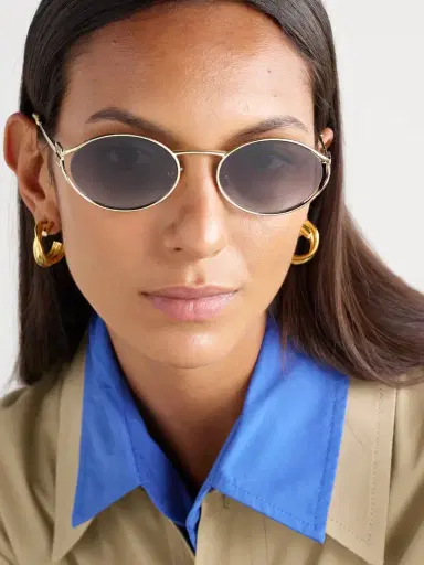 Miu Miu Eyewear Oval-frame Gold-tone Sunglasses | Thumbnail 2 Miu Miu Eyewear Oval-frame Gold-tone Sunglasses | Thumbnail 2