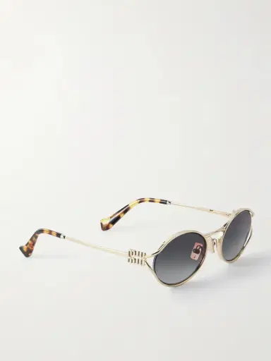 Miu Miu Eyewear Oval-frame Gold-tone Sunglasses | Thumbnail 3 Miu Miu Eyewear Oval-frame Gold-tone Sunglasses | Thumbnail 3