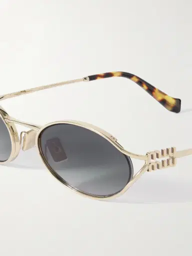 Miu Miu Eyewear Oval-frame Gold-tone Sunglasses | Thumbnail 4 Miu Miu Eyewear Oval-frame Gold-tone Sunglasses | Thumbnail 4