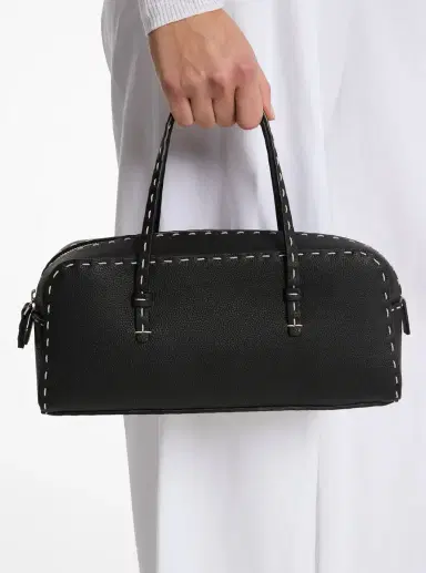 Michael Kors Collection Roberta Hand-Stitched Pebbled Leather Satchel | Thumbnail 13