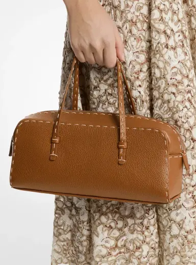 Michael Kors Collection Roberta Hand-Stitched Pebbled Leather Satchel | Thumbnail 19
