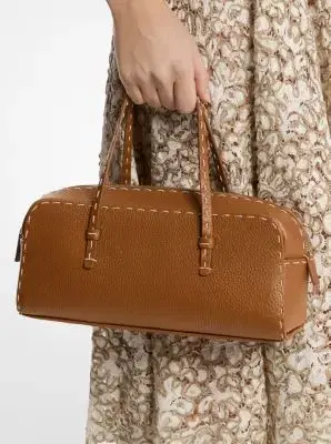 Michael Kors Collection Roberta Hand-Stitched Pebbled Leather Satchel | Thumbnail 9