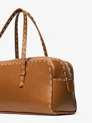 Michael Kors Collection Roberta Hand-Stitched Pebbled Leather Satchel | Thumbnail 10