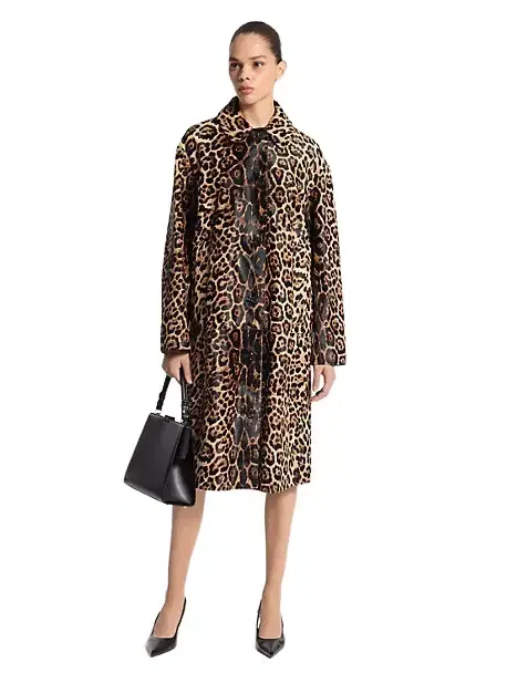 Michael Kors Collection Jaguar Print Calf Hair Balmacaan