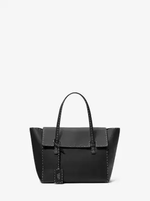 Michael Kors Collection Sophia Hand-Stitched Pebbled Leather Satchel in Black - One Size by Michael Kors Collection | Thumbnail 2