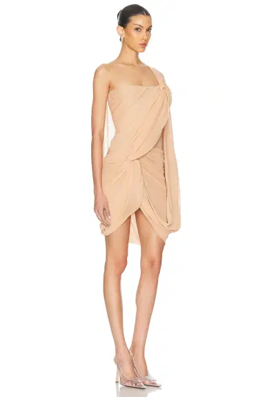 Stella McCartney Creponne Asymmetric Drape Mini Dress | Thumbnail 2
