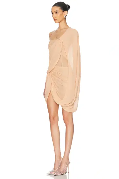 Stella McCartney Creponne Asymmetric Drape Mini Dress | Thumbnail 3