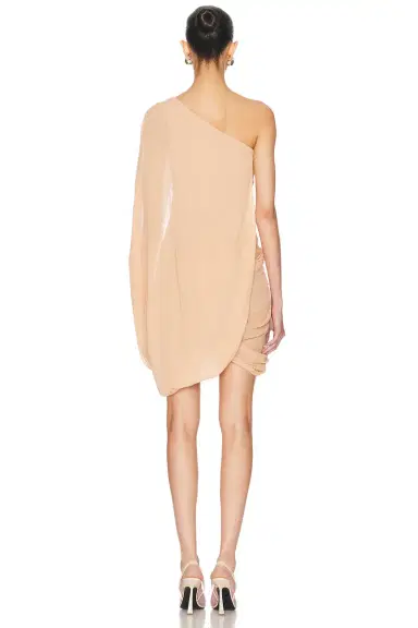 Stella McCartney Creponne Asymmetric Drape Mini Dress | Thumbnail 4