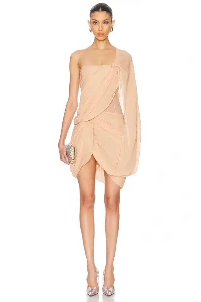 Stella McCartney Creponne Asymmetric Drape Mini Dress