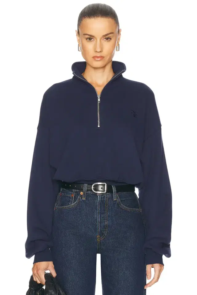 Eterne Cropped Half Zip Sweatshirt