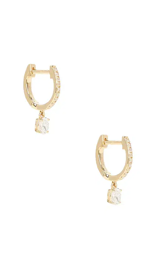 EF COLLECTION Oval Drop Diamond Mini Huggie Earrings