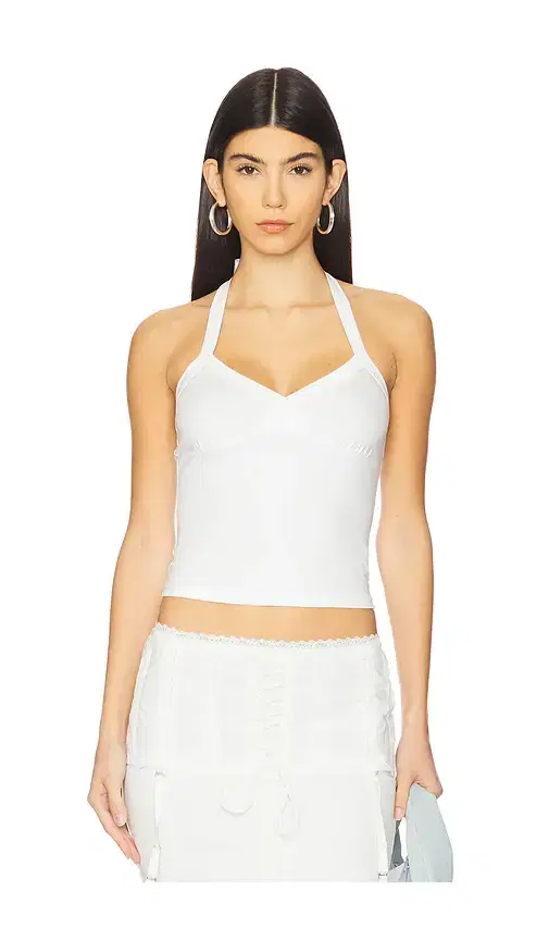 White Halterneck Tank Top