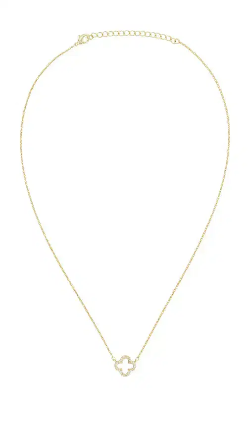 By Adina Eden Pave Outlined Four Leaf Clover Necklace