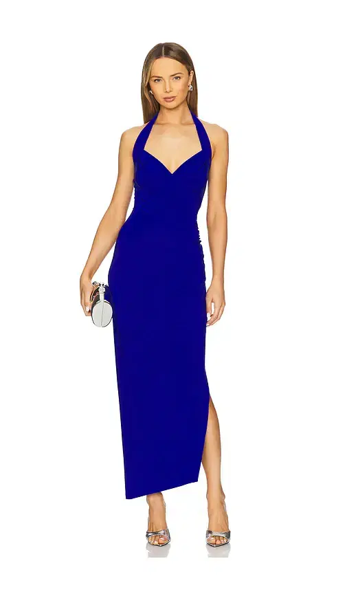 x REVOLVE Halter Sweetheart Side Drape Gown