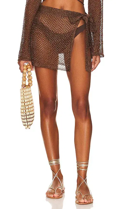 x REVOLVE Sana Metallic Open Stitch Tie Skirt