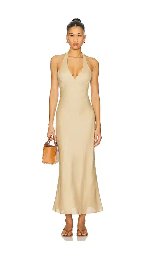 Bardot x REVOLVE Paola Halter Linen Midi Dress