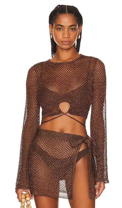 House of Harlow 1960 x REVOLVE Sana Metallic Open Stitch Top