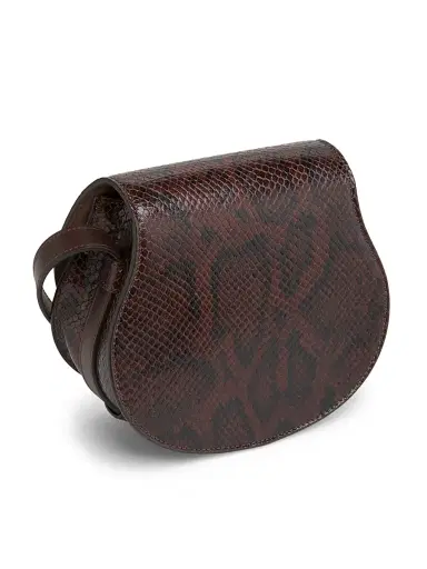 Chloé Women's Marcie Python-Embossed Leather Saddle Bag - Sooty Brown | Thumbnail 3 Chloé Women's Marcie Python-Embossed Leather Saddle Bag - Sooty Brown | Thumbnail 3