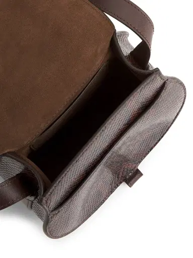 Chloé Women's Marcie Python-Embossed Leather Saddle Bag - Sooty Brown | Thumbnail 4 Chloé Women's Marcie Python-Embossed Leather Saddle Bag - Sooty Brown | Thumbnail 4