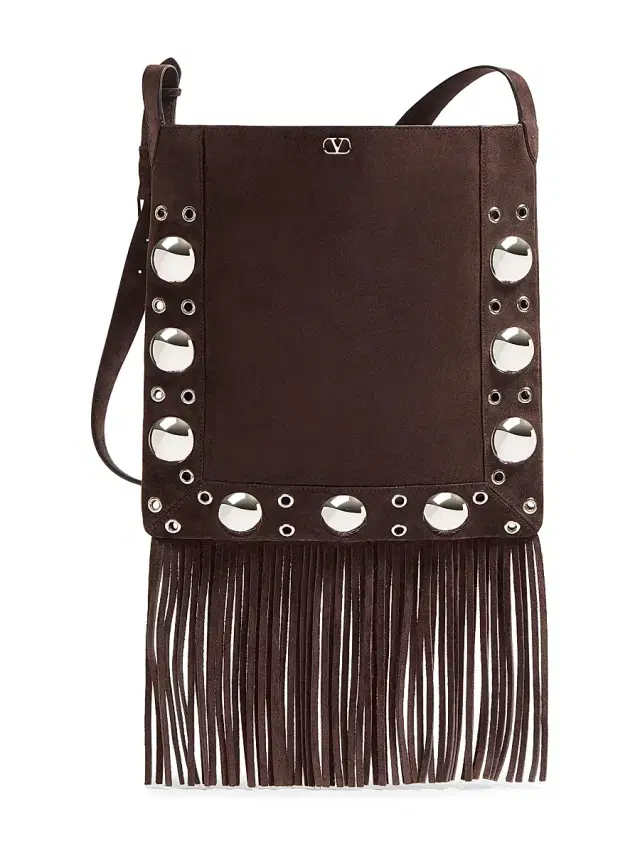 Women's Nellcôte Suede Shoulder Bag with Fringes - Beige Brown