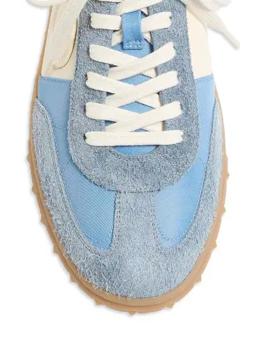 Valentino Garavani Men's Upvillage Low Top Sneakers in Crust Leather and Nylon - Azure Ivory - Size 7.5 | Thumbnail 5