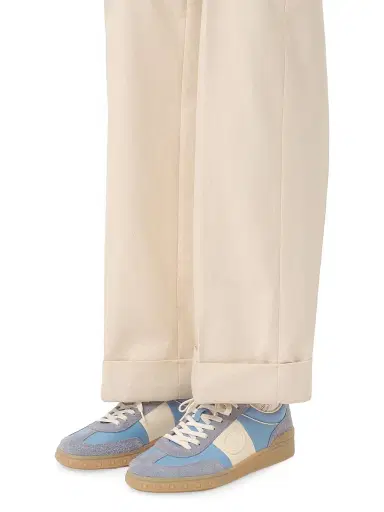 Valentino Garavani Men's Upvillage Low Top Sneakers in Crust Leather and Nylon - Azure Ivory - Size 7.5 | Thumbnail 8
