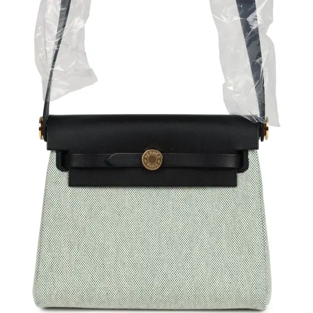 hermes Hermes Herbag Zip 20 Mini Ecru and Vert Moyen Toile H Canvas and Black Vache Hunter Gold Hardware