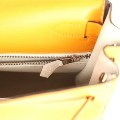 HERMÈS Hermes Special Order (HSS) Kelly Retourne 28 Jaune D'Or Swift Brushed Palladium Hardware | Thumbnail 9 HERMÈS Hermes Special Order (HSS) Kelly Retourne 28 Jaune D'Or Swift Brushed Palladium Hardware | Thumbnail 9