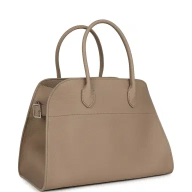The Row The Row Soft Margaux 12 Bag Dark Taupe Calfskin Silver Hardware | Thumbnail 2