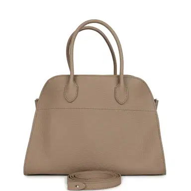 The Row The Row Soft Margaux 12 Bag Dark Taupe Calfskin Silver Hardware | Thumbnail 1