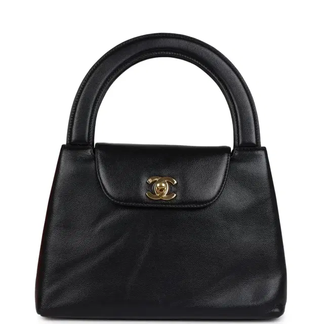Chanel Vintage Chanel Large Kelly Black Caviar Gold Hardware