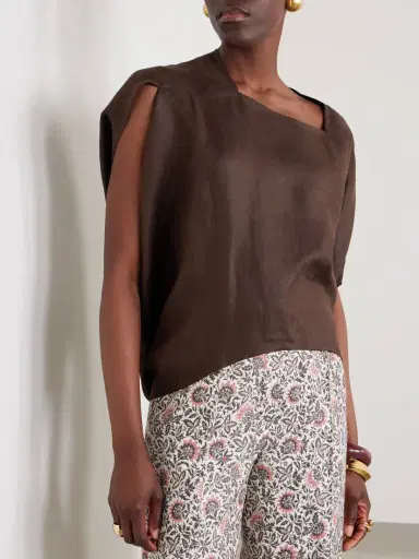 Loro Piana Gaia Asymmetric Linen Blouse | Thumbnail 3