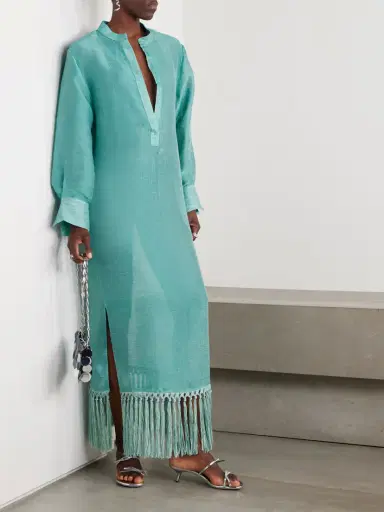 Taller Marmo Bahamas Fringed Linen-blend Maxi Dress | Thumbnail 2