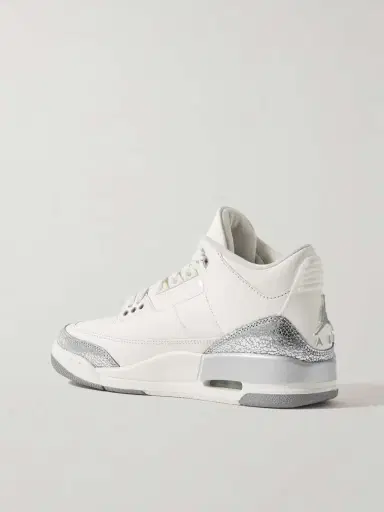 Nike Air Jordan 3 Retro Rubber-trimmed Metallic Leather Sneakers | Thumbnail 3