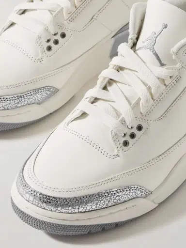 Nike Air Jordan 3 Retro Rubber-trimmed Metallic Leather Sneakers | Thumbnail 4