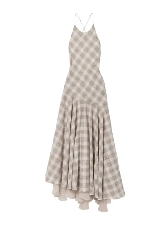 Eve Asymmetric Layered Checked Voile Maxi Dress