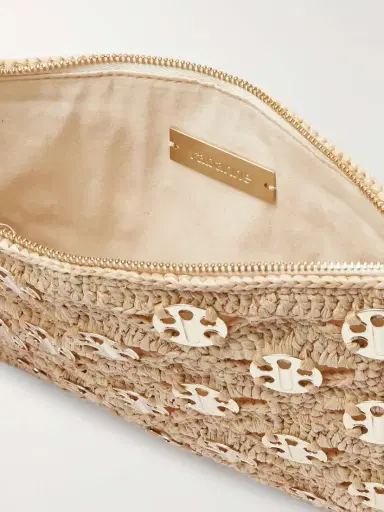 Rabanne Leather-trimmed Chainmail-embellished Raffia Pouch | Thumbnail 5 Rabanne Leather-trimmed Chainmail-embellished Raffia Pouch | Thumbnail 5
