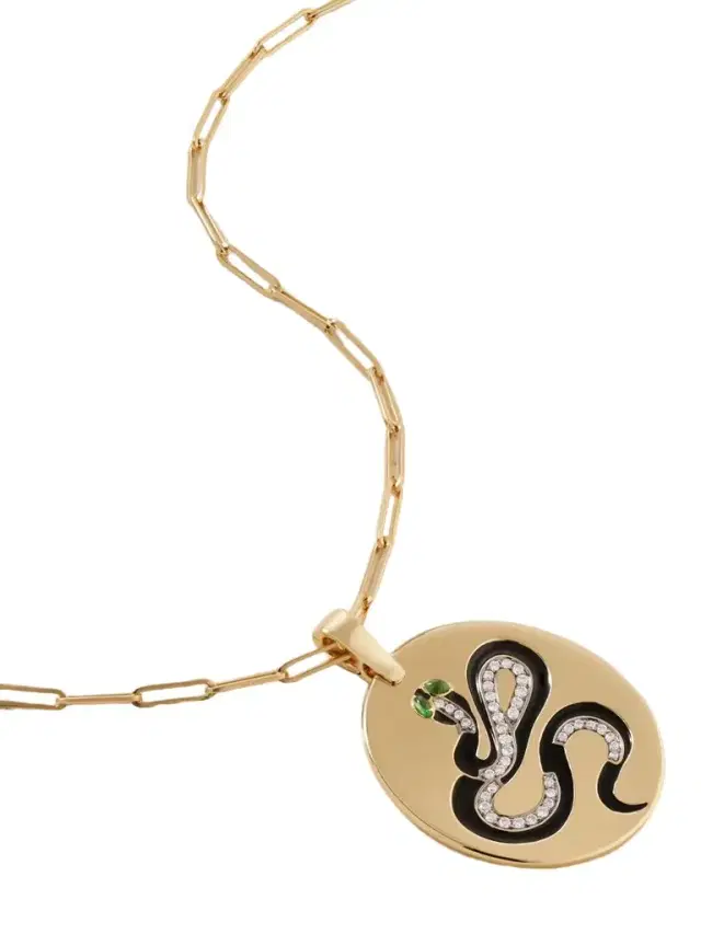 Snake 18-karat Gold, Diamond, Tsavorite And Enamel Necklace