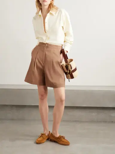Max Mara Sultano Pleated Cotton-blend Poplin Shorts | Thumbnail 2