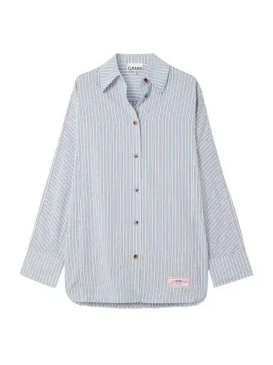 Ganni Striped Poplin Shirt | Thumbnail 1